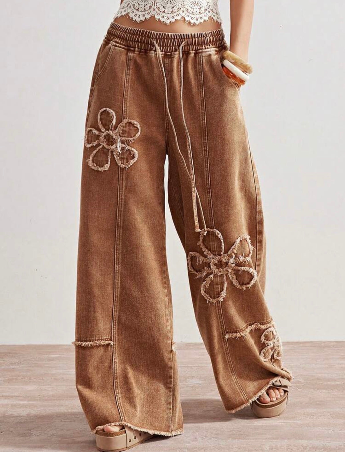 Pant con bordado flores